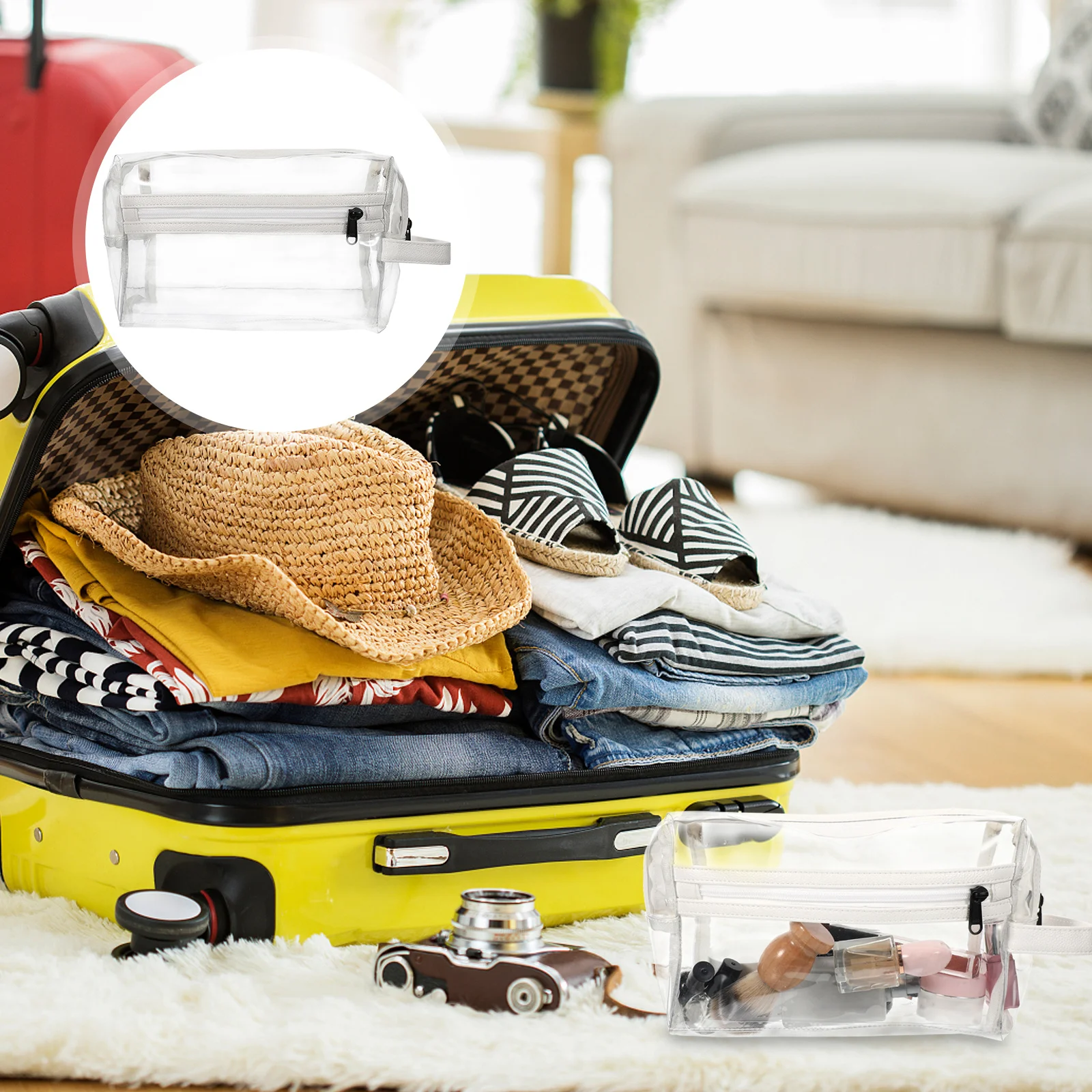 

Clear Makeup Bag Transparent Waterproof Pouch with Zipper Closure Travel Toiletry Organizer Portable Storage for Women