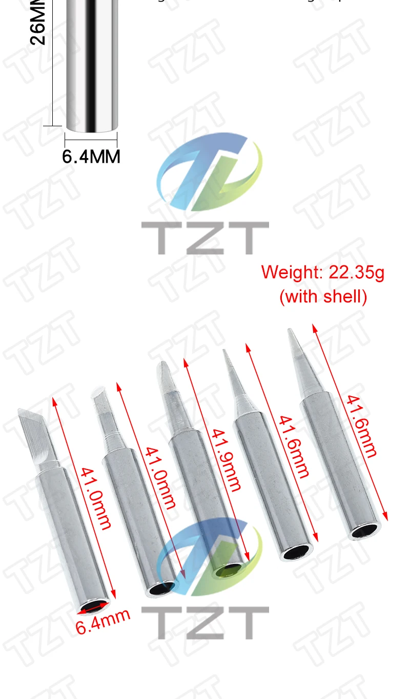 TZT 1 Beutel = 5 Stück I+B+K+2.4D+3C Lötkolben 900M Lötkolbenspitzen-Set mit Heizfunktion, Elektrische Lötkolbenspitze aus blankem Kupfer – Detail 4