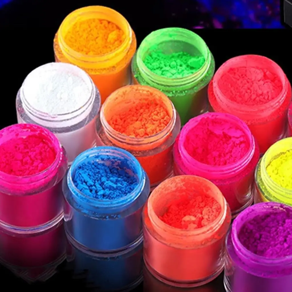 Dip di glitter acrilico fai da te con pigmento fluorescente luminoso per unghie