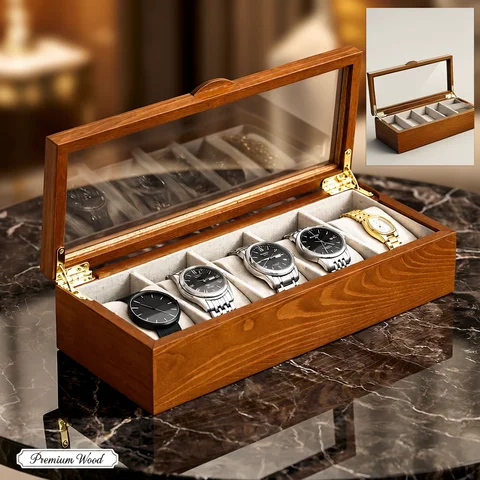 Wood Watch Box High-End Solid Wood Jewelry Box Vintage Wooden Ring Watch Organizer Case for Bracelets Necklaces Storage