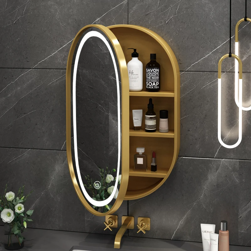 Storage Organizer Mirror Cabinets Smart Makeup Cosmetic Wooden Display Mirror Cabinets Closet Armario Com Espelho Room Decor