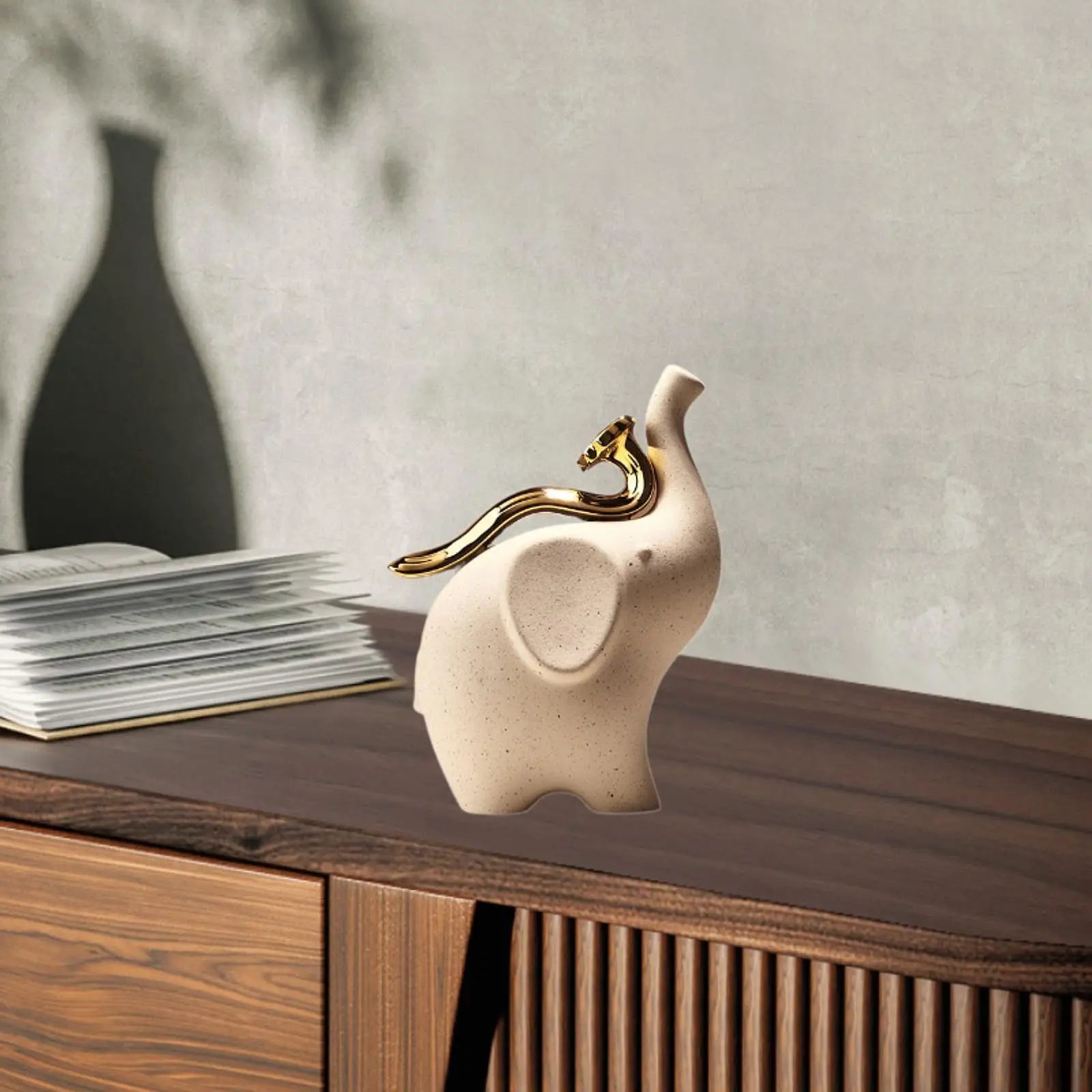

Pottery Elephant Figurine TV Stand Decor for Bedroom Desktop Centerpiece