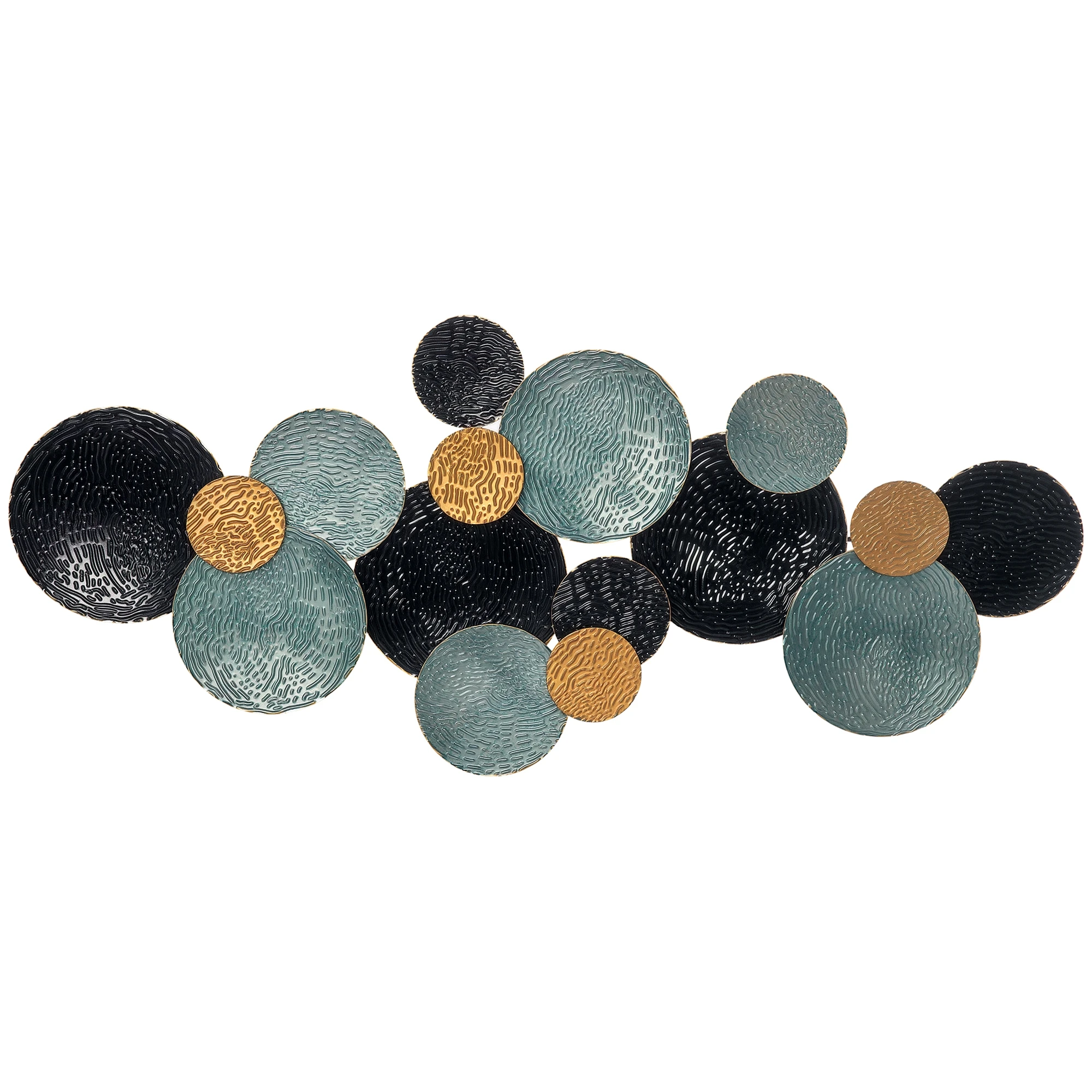 Homcom 3D Metalen Wanddecoratie, Moderne Ronde Hangende Ornamenten, Decoratie voor Woonkamer, Slaapkamer, Eetkamer, Meerkleurig