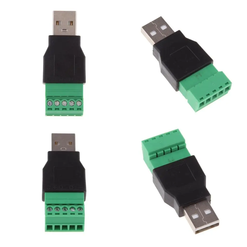 USB Plug 5pin Terminal Adapter with Screw Shield Compact Plastic Connectors for DIY Electronics Projects