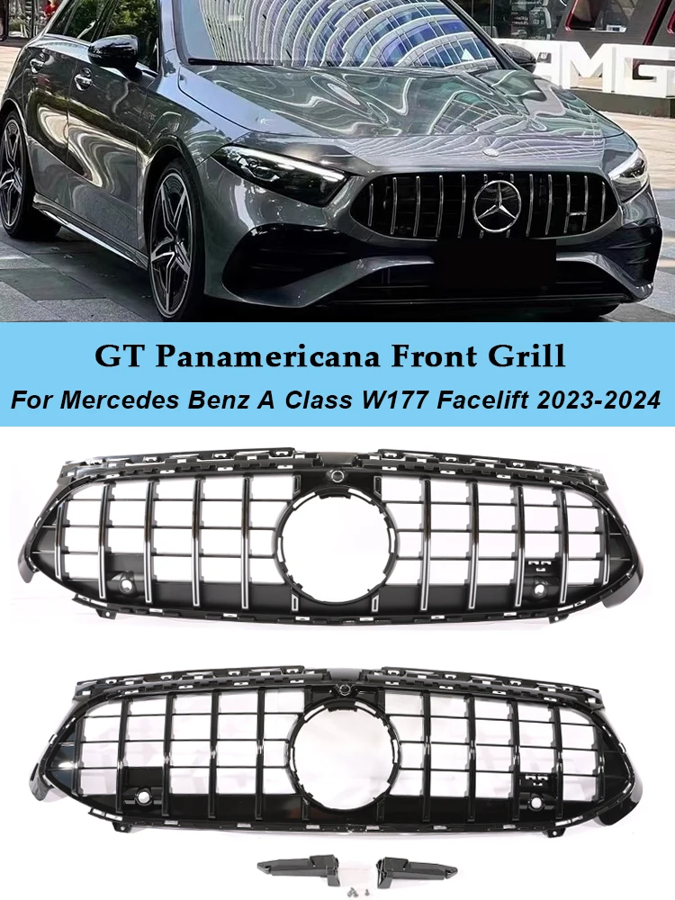 

For Mercedes Benz A Class W177 2023 2024 Front Racing Facelift GT Grille Panamericana Radiator Grill A180 A200 A220 A250 A280