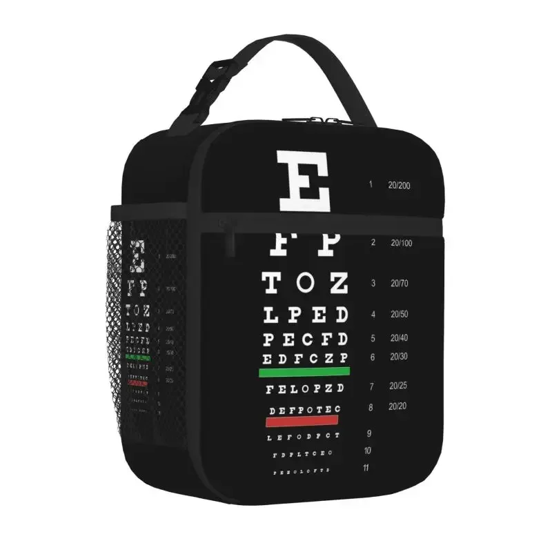 Custom Snellen Chart Eye Test Insulated Lunch Bag Portable Reusable Thermal Cooler Oxford Lunch Box Reusable Food Bento Tote Bag