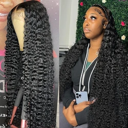 Peruca Frontal de Onda de Água Profunda para Mulheres Negras, 13x4, 13x6 HD Lace Frontal Curly Wig, 4x4, 5x5 Lace Encerramento, Cabelo Humano Glueless