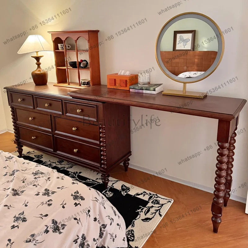 Zj. French retro solid wood dresser villa antique storage seven chest