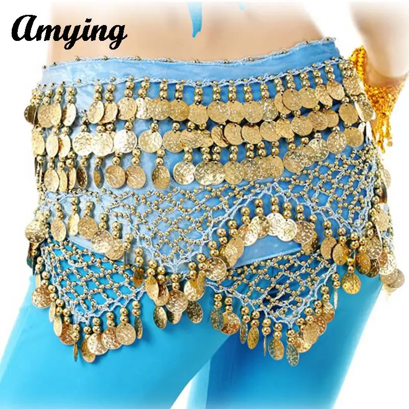 2024 Women Belly Dance Hip Scarf High Quality Coins Practice Waist Hip Scarf Lady Oriental Indian Dance Hip Wrap Waist Chain