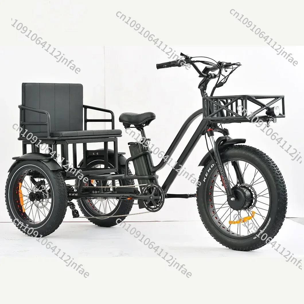 Tricycle Electric Bike Family 3wheel  Electric Bike 2 Person Seat Electric Tricycle with Passenger Seat