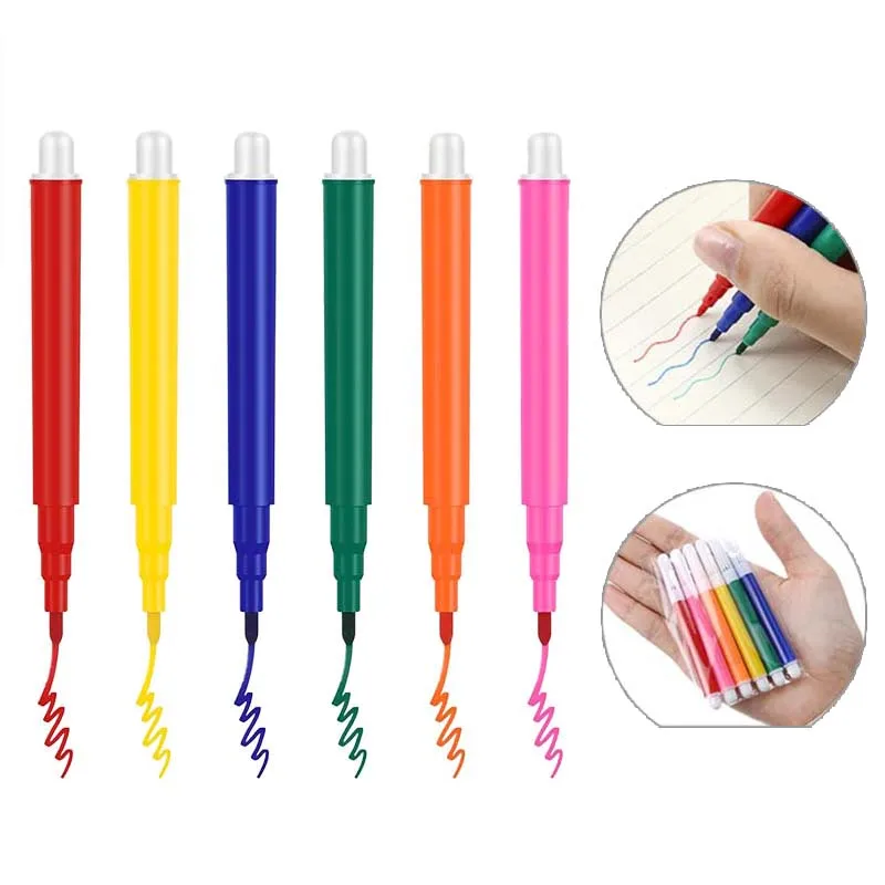 1~20Packs 6 Colors Mini Marker Pens Fluorescent Sketch Markers Short Watercolor Brush Pens for Drawing Writing Art Supplies TMZ