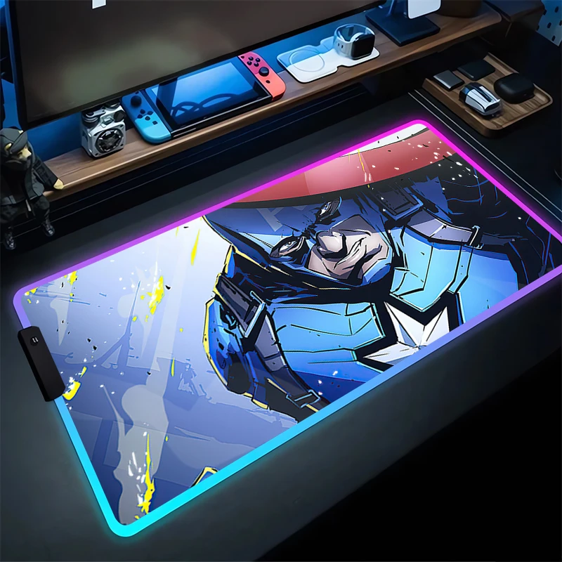 RGB Gaming Mouse Pad C-Captain A-America Desk Mat HD Gamer Accessories Large LED Light MousePads PC Computer Carpet With Backlit