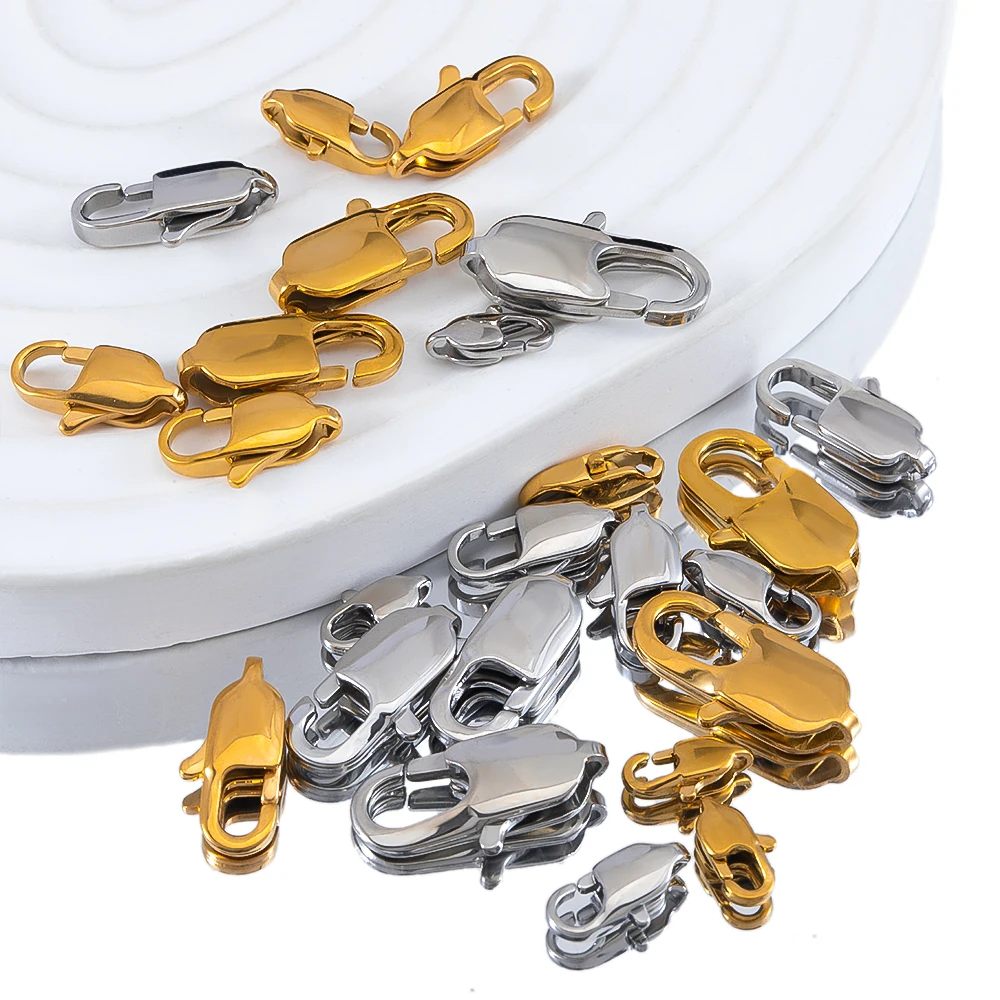 10 ชิ้น/ล็อตสแตนเลสสตีลสแควร์ Clasps กุ้งก้ามกรามพอดีสร้อยข้อมือเครื่องประดับ DIY ทํา Clasp Hooks อุปกรณ์เสริม