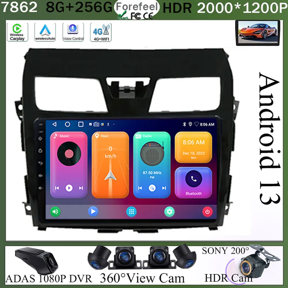 Navigation Android 13 For Nissan Teana Altima 2013 2014- 2018 Car Radio Multimedia Video Player Wireless Carplay GPS NO 2din dvd