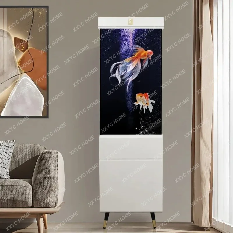 L Vertical fish tank living room ultra-white glass bottom filter integrated three-dimensional vertical aquarium with cabinet