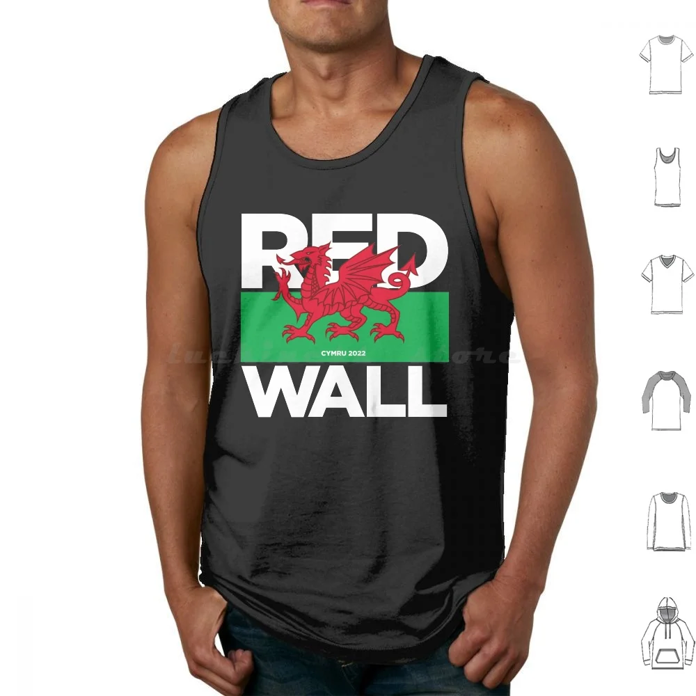 Cymru Wales Fan Red Wall 2022 Tank Tops Print Cotton Ryn Ni Yma O Hyd Yma O Hyd Wales 2022 Red Wall Wales Fans 2022