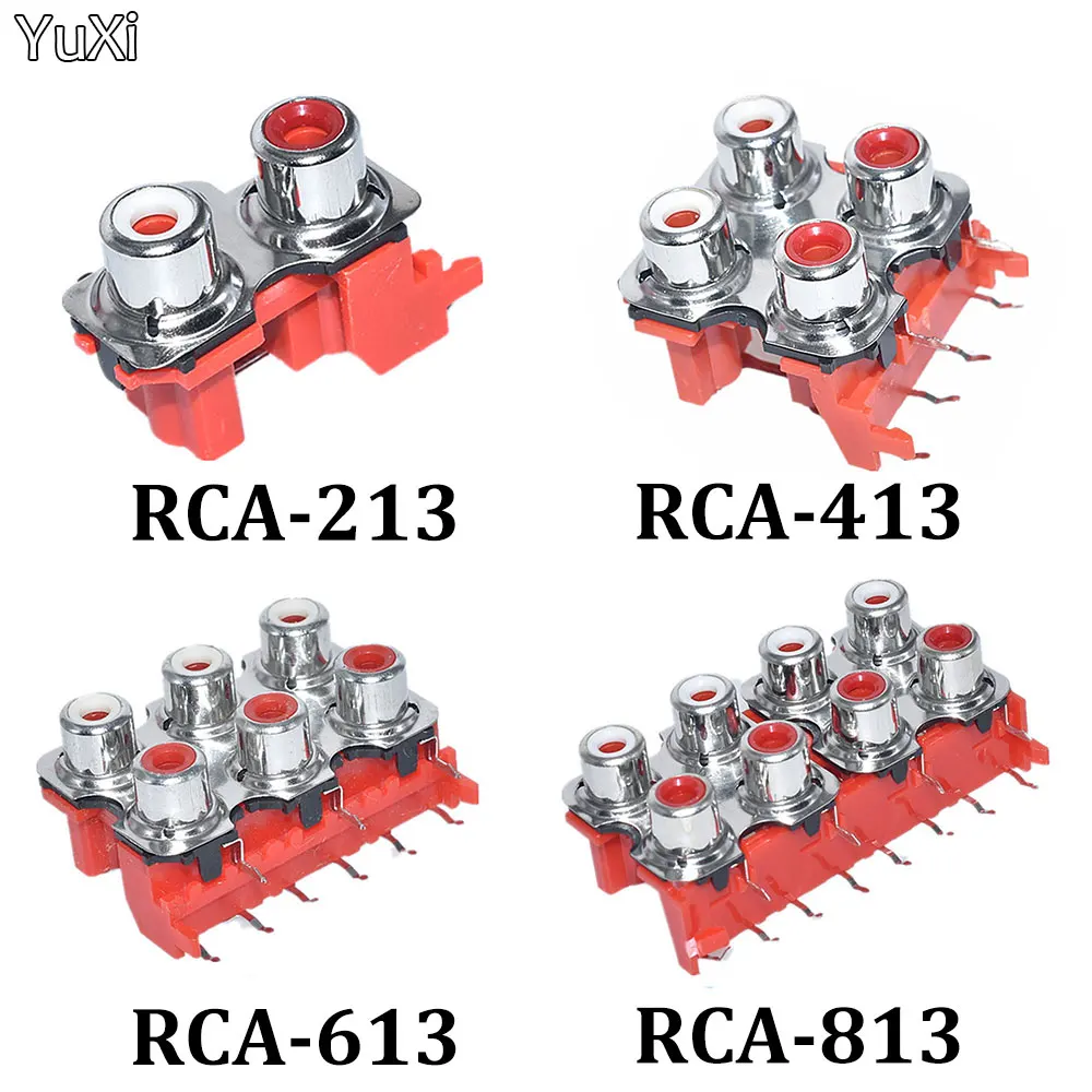 1Pcs PCB Mount Stereo Audio Video Jack RCA-213 RCA-413 RCA-613 Lotus Seat 2 4 6 Bit/hole AV-8.4-13 Shielded Audio Ports