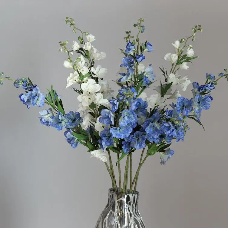 3-teiliges Set 100cm Künstliche Blumen Latex Delphinium Violett Hochzeitsdekoration Saaldekoration Real Touch Blumen Hyazinthe Party Heimdekoration – Detail 5