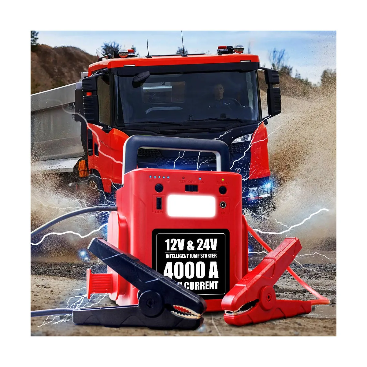 12V/24V Car Jump Starter Power Bank 56000mAh 4000A Battery Heavy Duty Truck Battery Jump Starter Lithium Power Bank For Truck