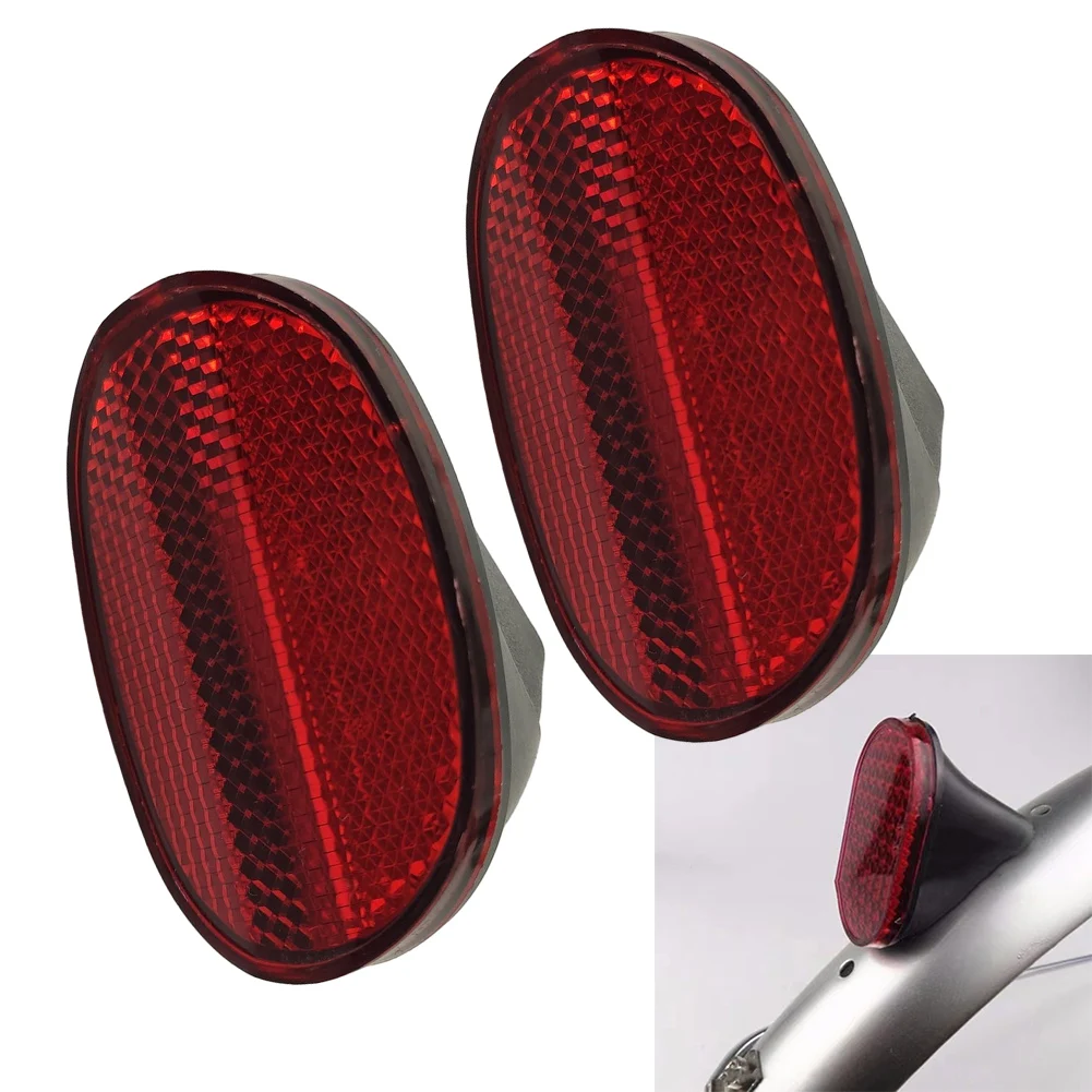 2pcs Bicycle Oval Rear Mudguard Reflector Bike Oval Rear Taillights Reflective Warning Lamp Night Riding Safety Light