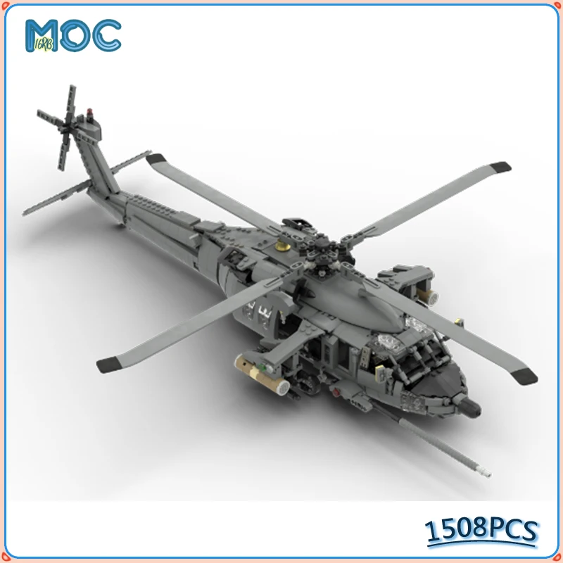 

MOC Building Blocks Helicopter MH-60L DAP Black Hawk Plane Fighter Morden Warplane Sets Toys Education Birthday Xmas Gifts