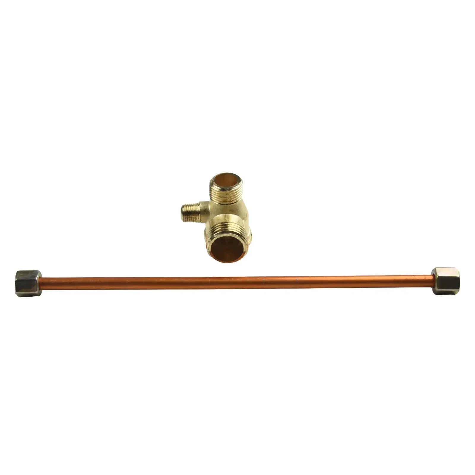 1/2pcs 3-Way Check Valve Male Thread Connector 200mm Hex Nut Copper Exhaust Tube Connect Pipe Fittings For Air Compressor Parts