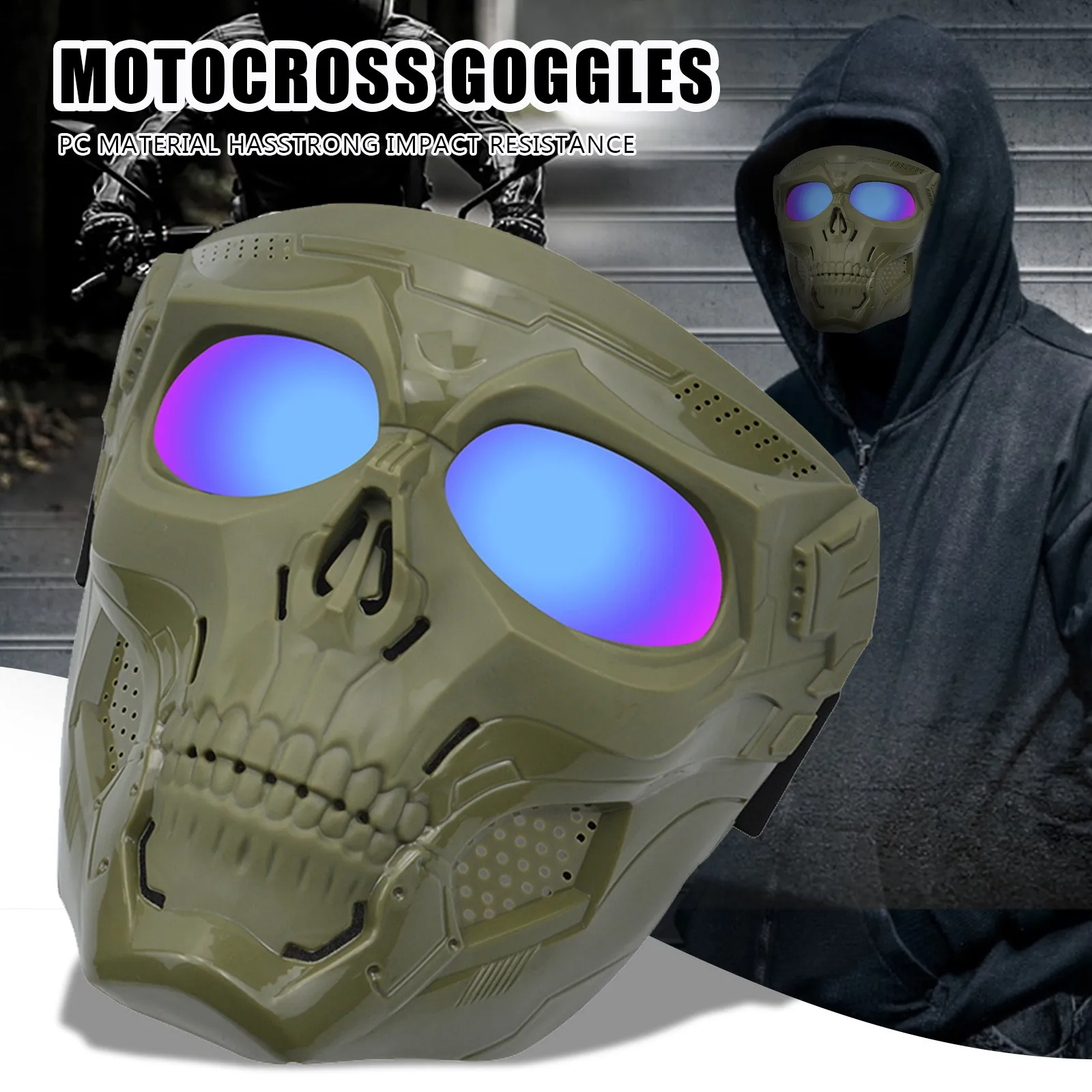 

New Skull Riding Goggles Motorbike Mask Windproof Skull Horror Helmet Mask Retro Mask Outdoor Windscreen Off-road Windscreen