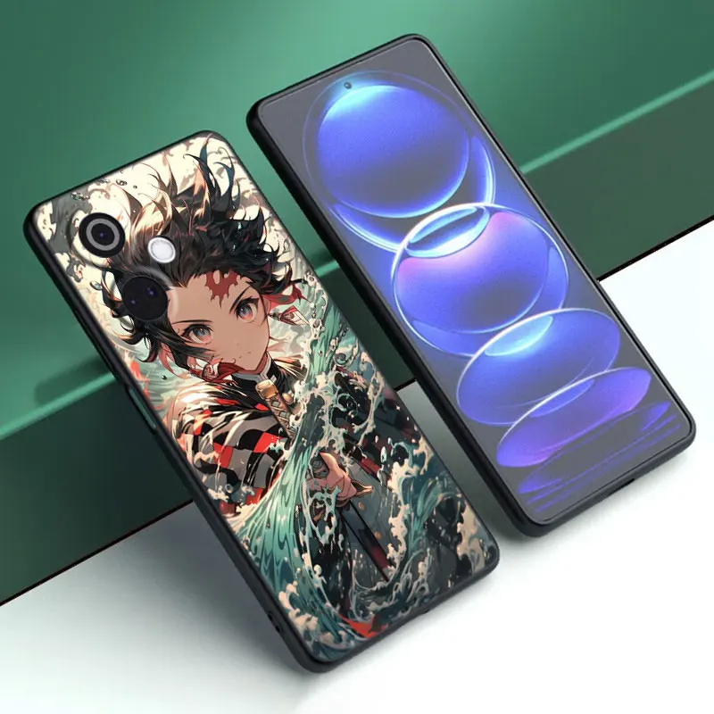 غطاء كرتون أنيمي لـ OnePlus ، Tanjiro Kamado ، جراب هاتف أسود ، مناسب لـ Nord CE3 Lite 3 ، 12 ، 11 ، 2T ، N30 ، CE2 ، N300 ، N200 ، 10 ، 9RT ، الآس ، 2V برو ، 5G
