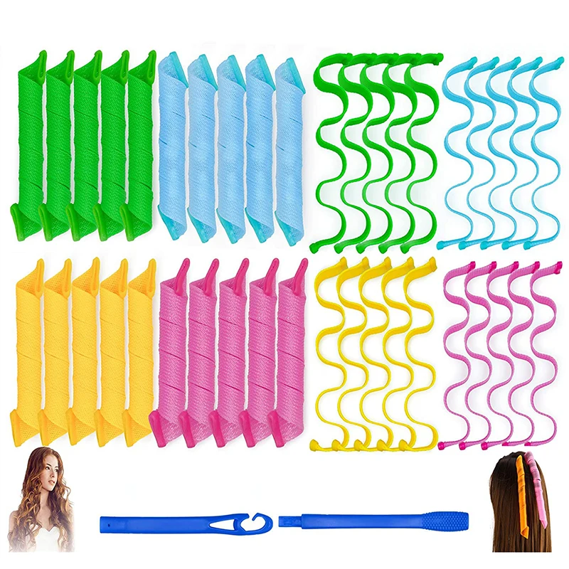 Heatless Hair Curlers12/10pcs No Heat Hair Curls Rollers Ribbon  Sleeping Soft Headband Hair Curlers Modeler Hair Styling Tools