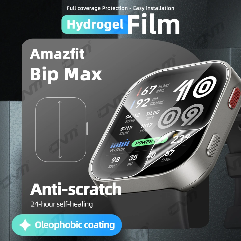 

Hydrogel Film for Amazfit Bip Max Screen Protector Anti-scratch, HD Full Coverage Soft Protective Film Accessories (Not Glass)