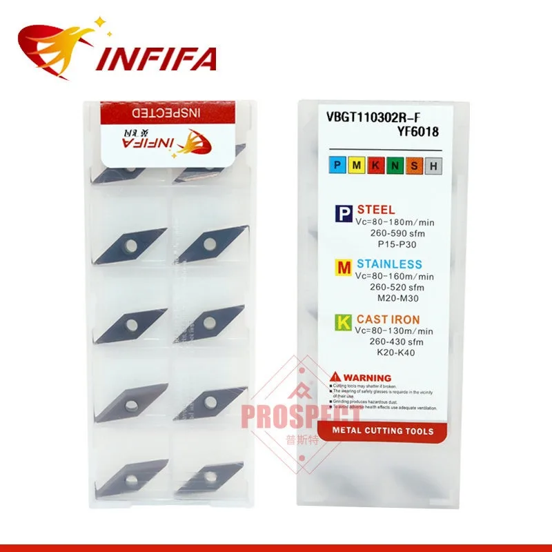 10pcs VBGT110302 VBGT110304 L-F R-F Carbide Inserts CNC Lathe Precision Boring Profiling Turning Tools YF6018