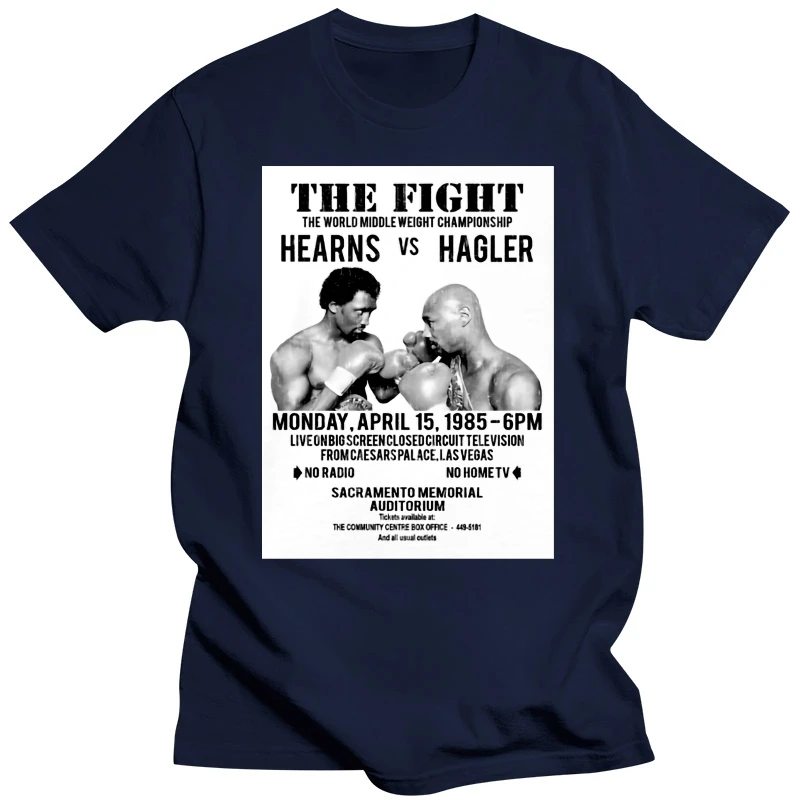 Hearns Vs Hagler Fight Poster White Premium T-Shirt Boxing Comfortable t shirt Casual Short Sleeve Print tees cheap wholesale