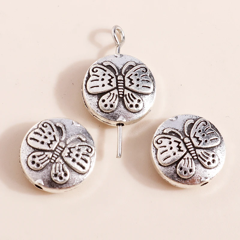 Leslie 10 Stück/Lot Legierung Antik Silberfarben Schmetterling Charms Perlen Anhänger für Armbänder Halsketten DIY Basteln Schmuck Geschenke – Detail 3