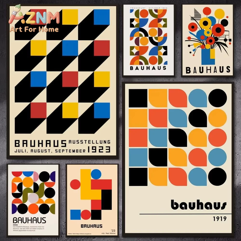 

1/6 шт. Классический постер в стиле Баухаус, универсальный водонепроницаемый настенный декор, самоклеящийся декор для любого помещения, идеальный подарок