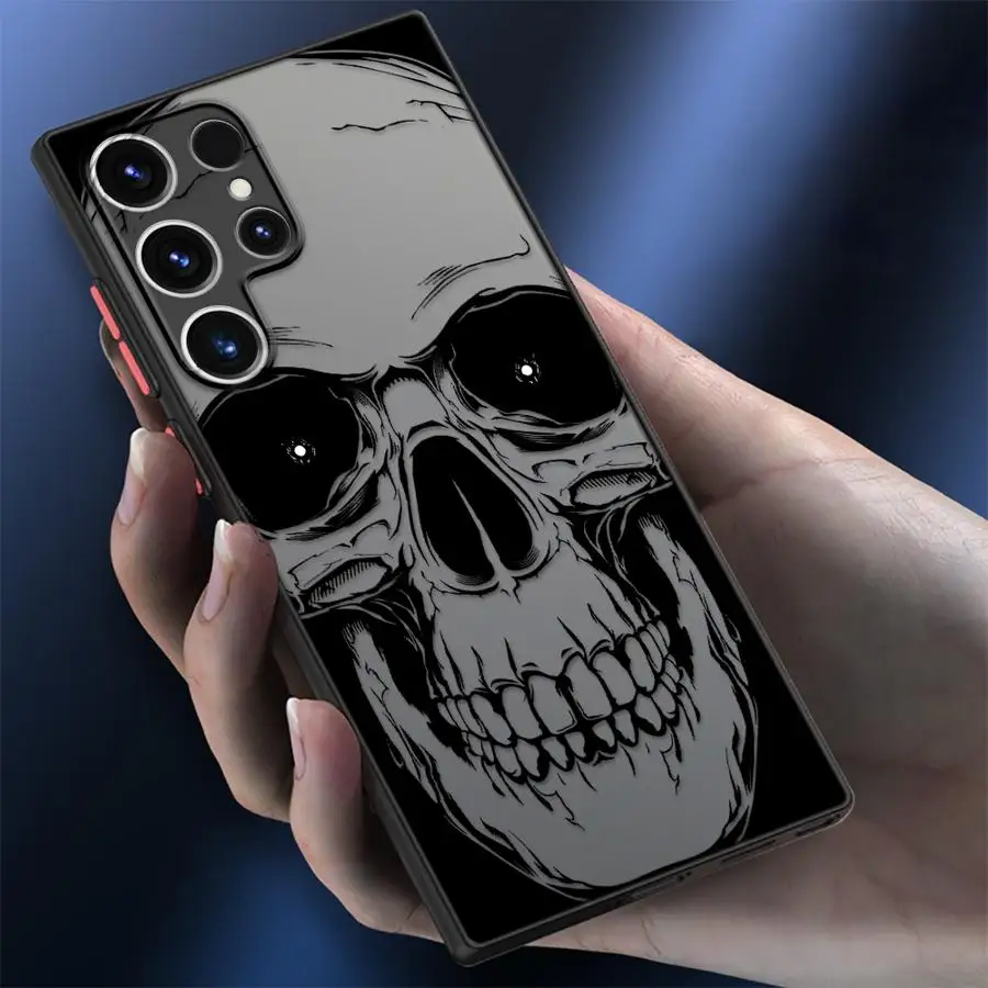 Case for Samsung Galaxy S9 S24 FE S21 S25 Edge S10 S22 Plus S23 Ultra S20 Back Phone Cover Skull Head And Rose