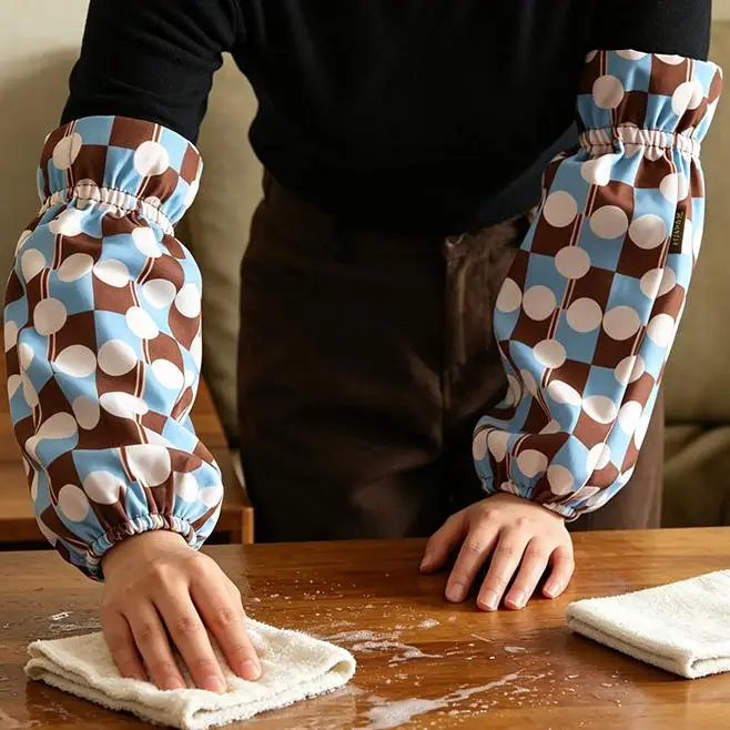 Vintage Arm Sleeves with Wipe-Clean Water Repellent Fabric for Floral Crafting Kitchen Housework, 2 Colors