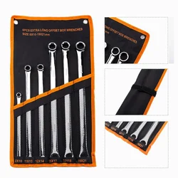 MacWork 6 Pcs Extra Long Double Ring Box End Spanner Aviation Wrench Set Strong Power Less Effort Metric 8mm-21mm