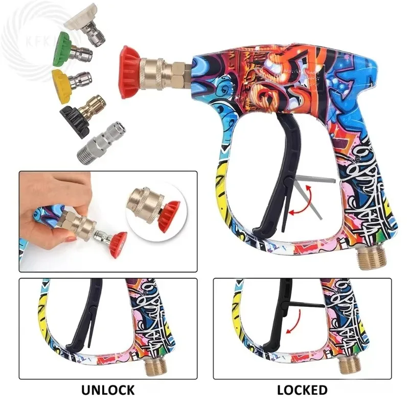 

Hot For ROUE 1/4 Quick Connection Snowflake Foam Cannon Water Gun Parkside Karcher Nilfisk Bosch Lavor Elitech Car Cleaning Mach