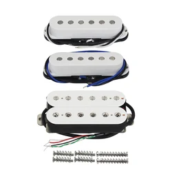 FLEOR 3PCS Alnico 5 Guitar Humbucker Pickup & Single Coil Pickups White HSS SSH Electric Guitar Parts