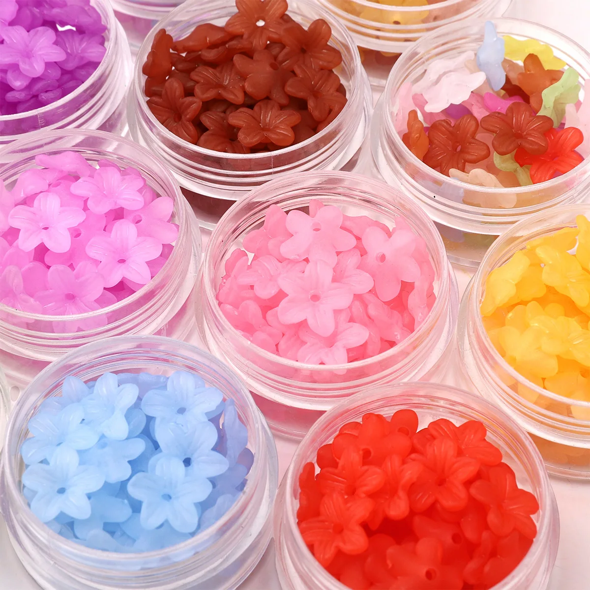 45/90pcs 11mm Acrylic Frosted Five Petal Flower Bead Spaced Scattered Bead for DIY Necklace Bracelet Making Accessories