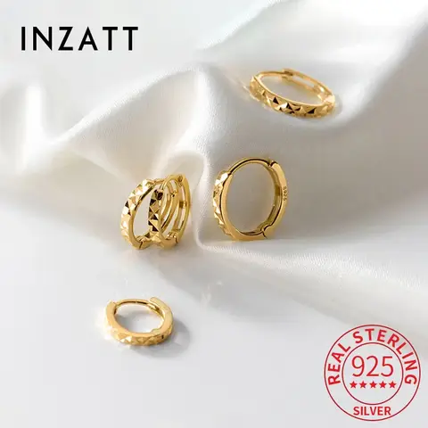 INZATT 여성용 진짜 925 스털링 실버, 10mm, 12mm, 14mm, 18K 라운드 허기 후프 귀걸이, 클래식 파인 주얼리, 2024 트렌디 여름