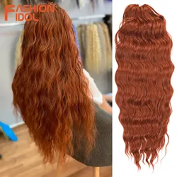 FASHION IDOL Orange Twist Crochet Hair Synthetic Deep Wave Braiding Hair Extensions 24 Inch Water Wave Hair Heat Resistant Fiber