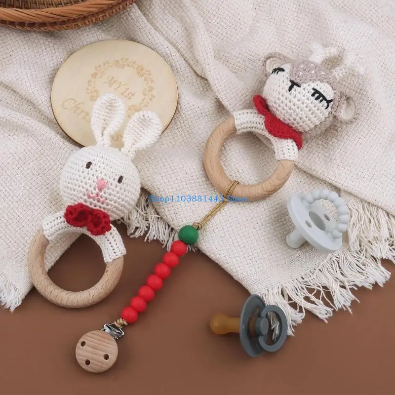 

Q6RE Hanging Infant Toy Rings Crochet Boho Babies 0-12 Month BPA