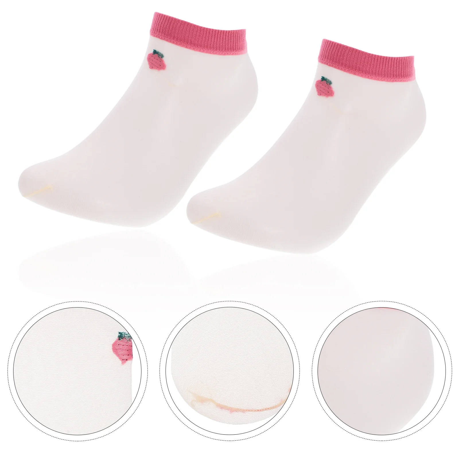 

5 Pairs Ultra Thin Crystal Silk Fruit Pattern Summer Transparent Stockings Socks for Girls Short