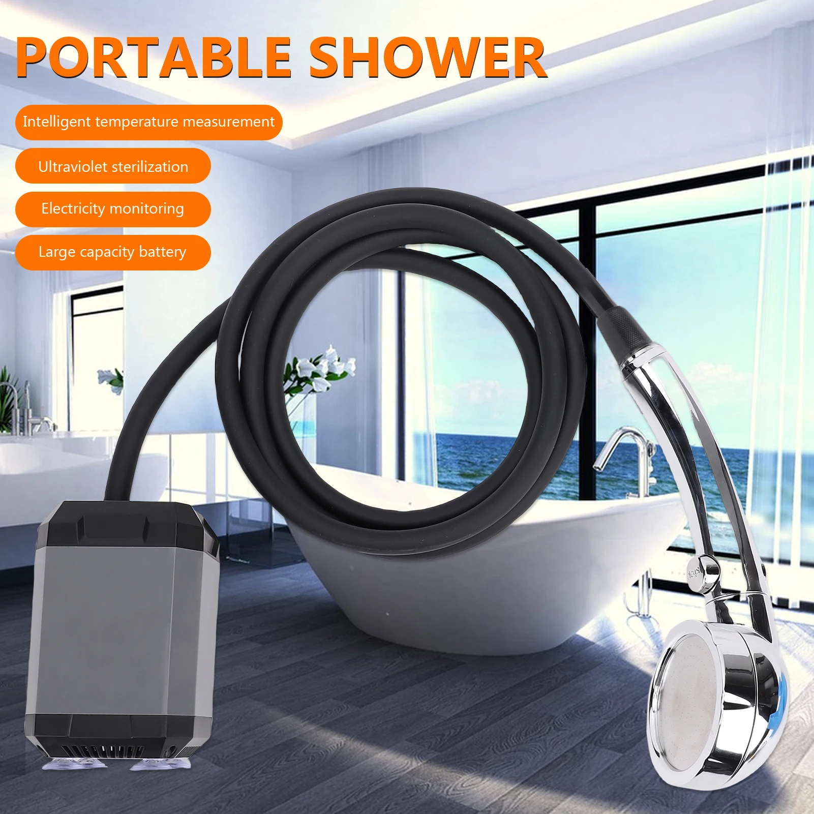 

Portable Outdoor Shower USB Rechargeable Digital Display Camping Shower 5400mAh Battery Travel Shower Kit Hiking Traveling Showe