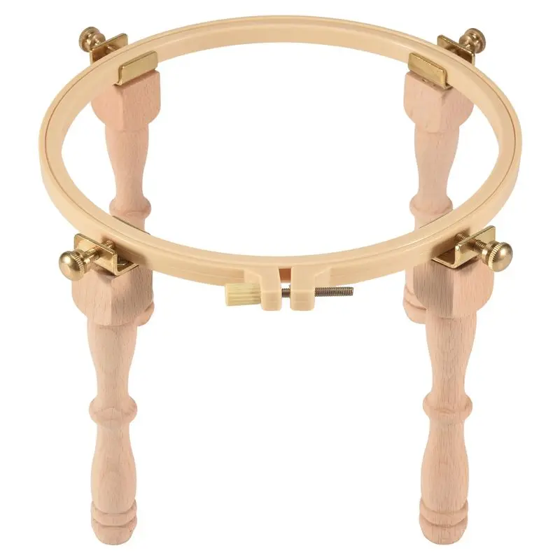 KYCOR-Adjustable Portable Wooden Embroidery Hoop Stand Set Stand Needlework Cross Stitch Frame Rack Desktop Embroidery Stand