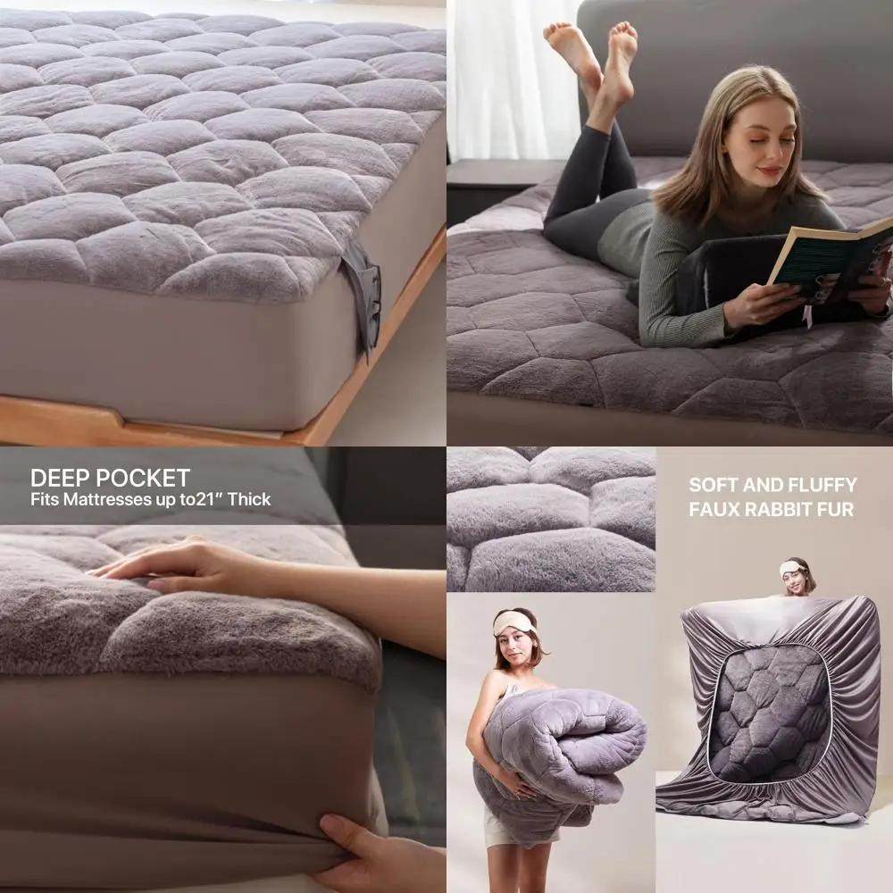 

Luxury Quilted Mattress Pad with Deep Pocket, Plush Protector Cover for Queen Size