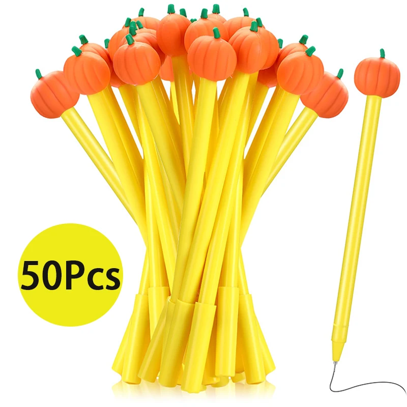 

50Pcs Pumpkin Gel Ink Pens Cartoon Ballpoint Pen for Student Classroom Stationery Gift Rewards Autumn Thanksgiving Day Supplies