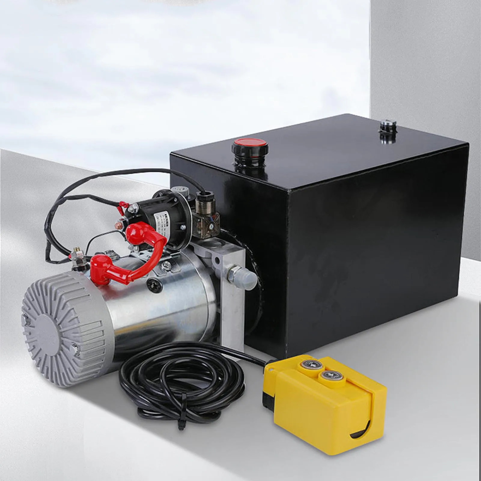 12V DC Hydraulic Power Unit DC Motor Single Acting Hydraulic Pump for Dump Trailer Lifting 12L 12.68 Quart Capacity