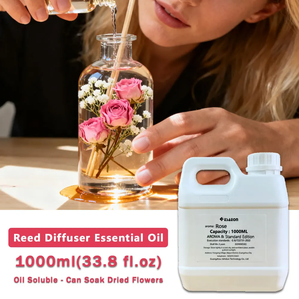 ESAEON 1000ml (33.8 fl.oz) Rose/Ritz-Carlton Essential Oils - For Reed Diffuser & Fireless Aromatherapy, Aroma Reed Diffuser Oil